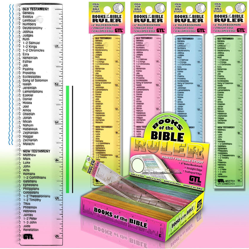 Ruler - Old & New Testament Books of The Bible, Assorted Color, with D ...