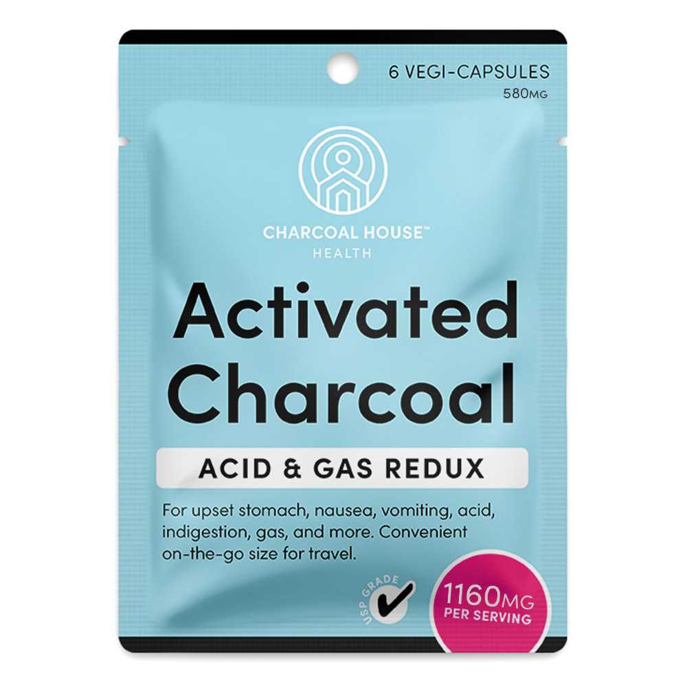 Activated Charcoal 580mg Capsules - Acid & Gas Redux - 14 Count Sachet ...